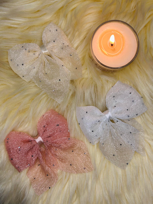 Ethereal Lights Organza Bow Clip Trio