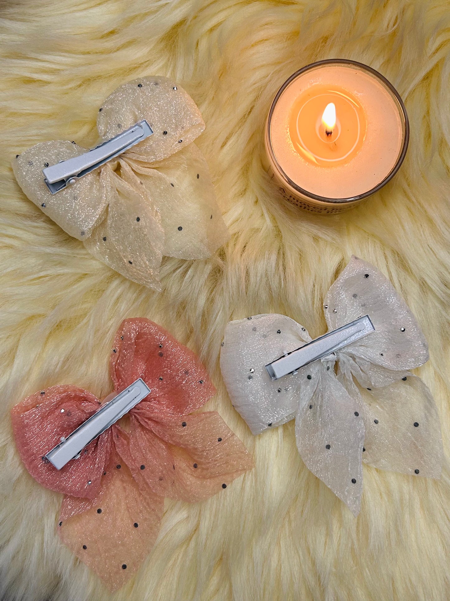 Ethereal Lights Organza Bow Clip Trio