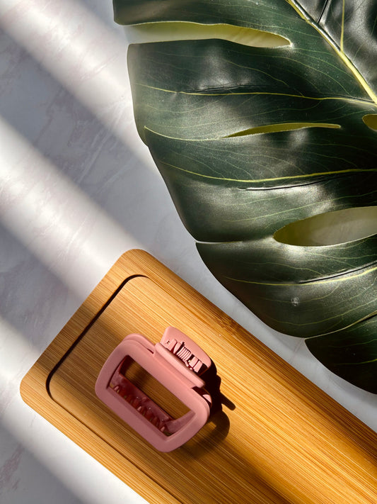 Rose Beam Matte Rectangular Claw Clip