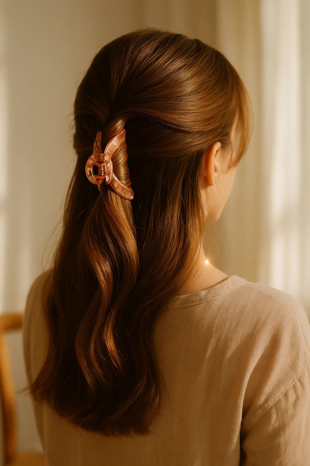 Coral Mist Translucent Acrylic Claw Clip