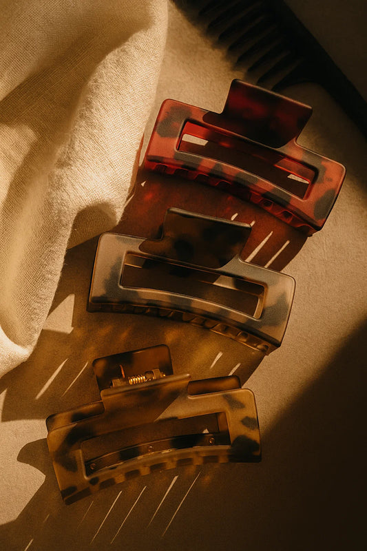 Tortoiseshell Trail Resin Claw Clips Trio