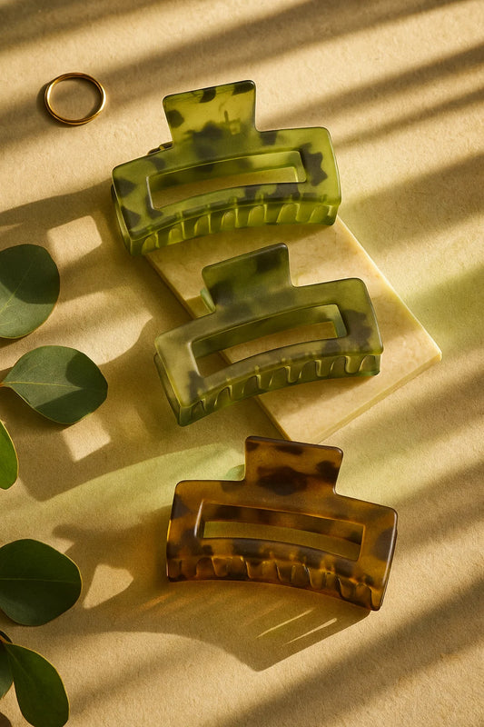 Sage Serenity Marble Resin Claw Clips Trio