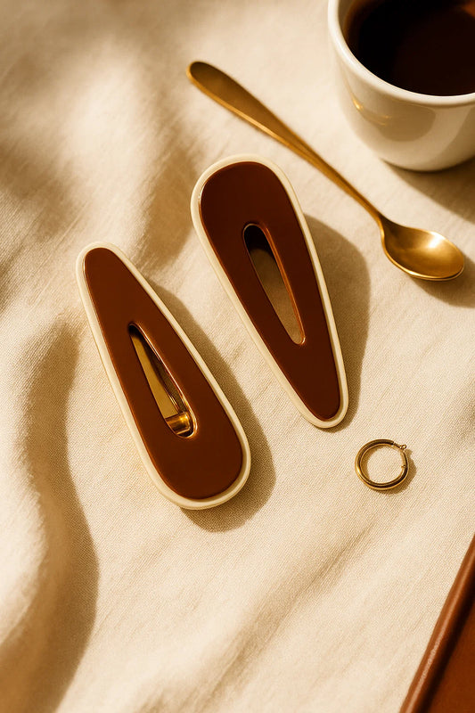 Modern Muse Brown Enamel Barrettes