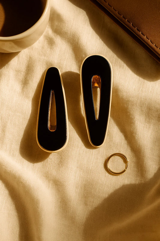 Modern Muse Black Enamel Barrettes
