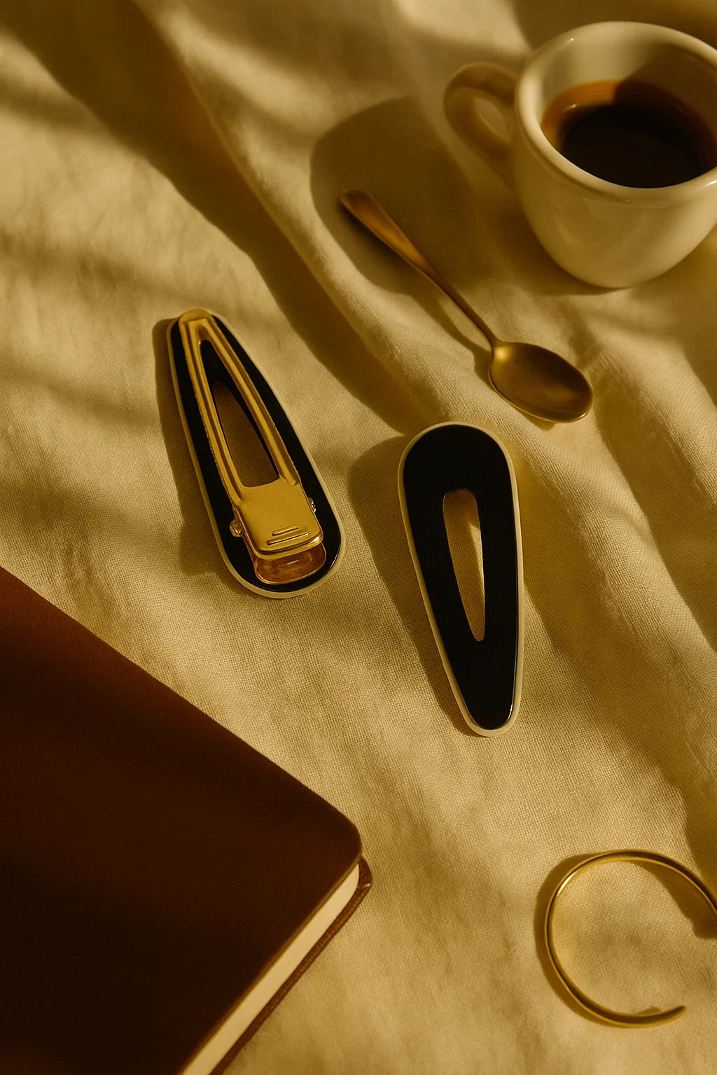 Modern Muse Black Enamel Barrettes