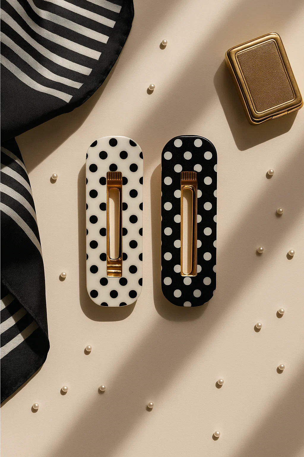 The Dot Drama Noir Polka Enamel Barrettes