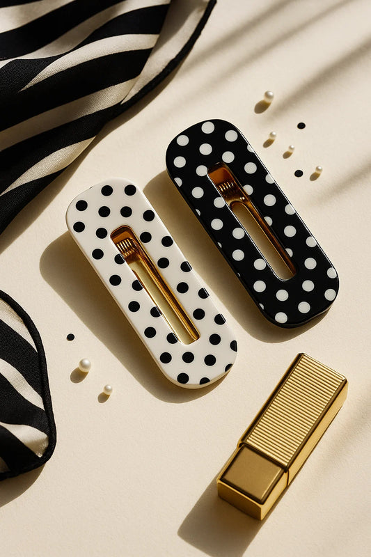 The Dot Drama Noir Polka Enamel Barrettes