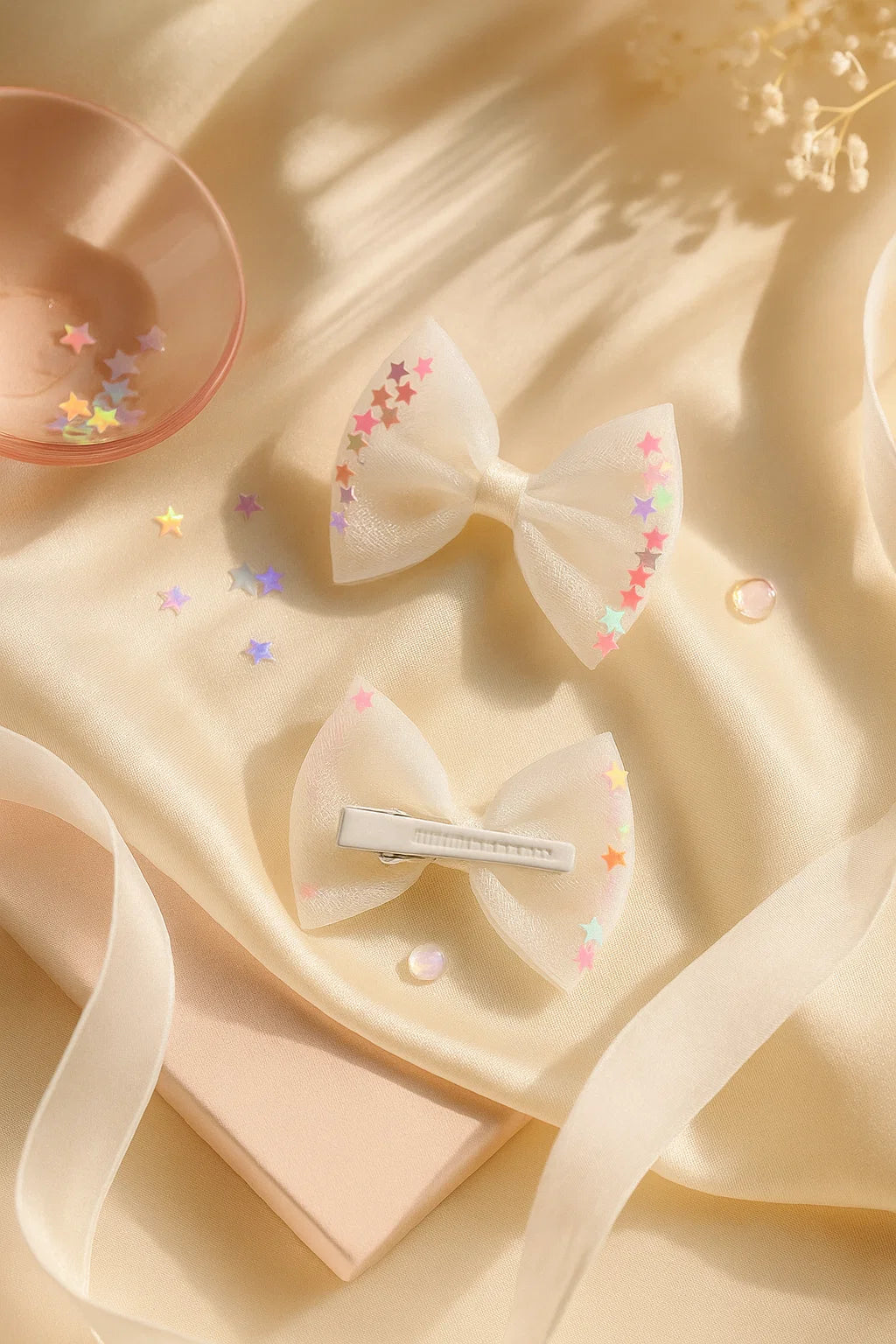 Stardust Cloud Dreamy Sheer Mini Bow Clip Set (Set of 2)