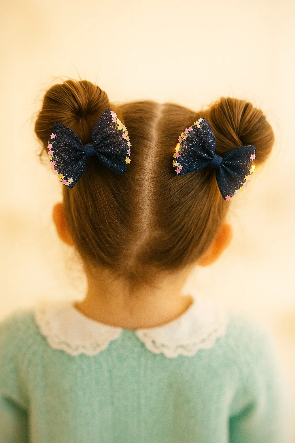 Stardust Midnight Dreamy Sheer Mini Bow Clip Set (Set of 2)