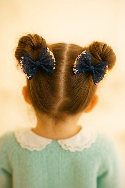 Stardust Midnight Dreamy Sheer Mini Bow Clip Set (Set of 2)