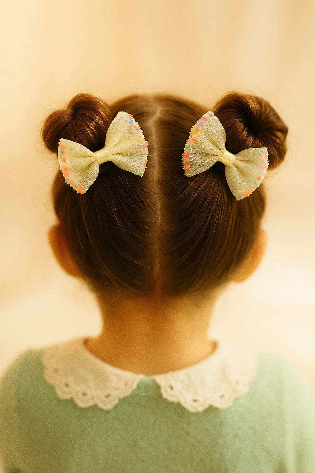 Stardust Ivory Dreamy Sheer Mini Bow Clip Set (Set of 2)