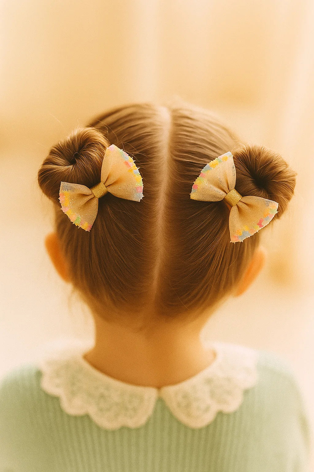 Stardust Champagne Dreamy Sheer Mini Bow Clip Set (Set of 2)