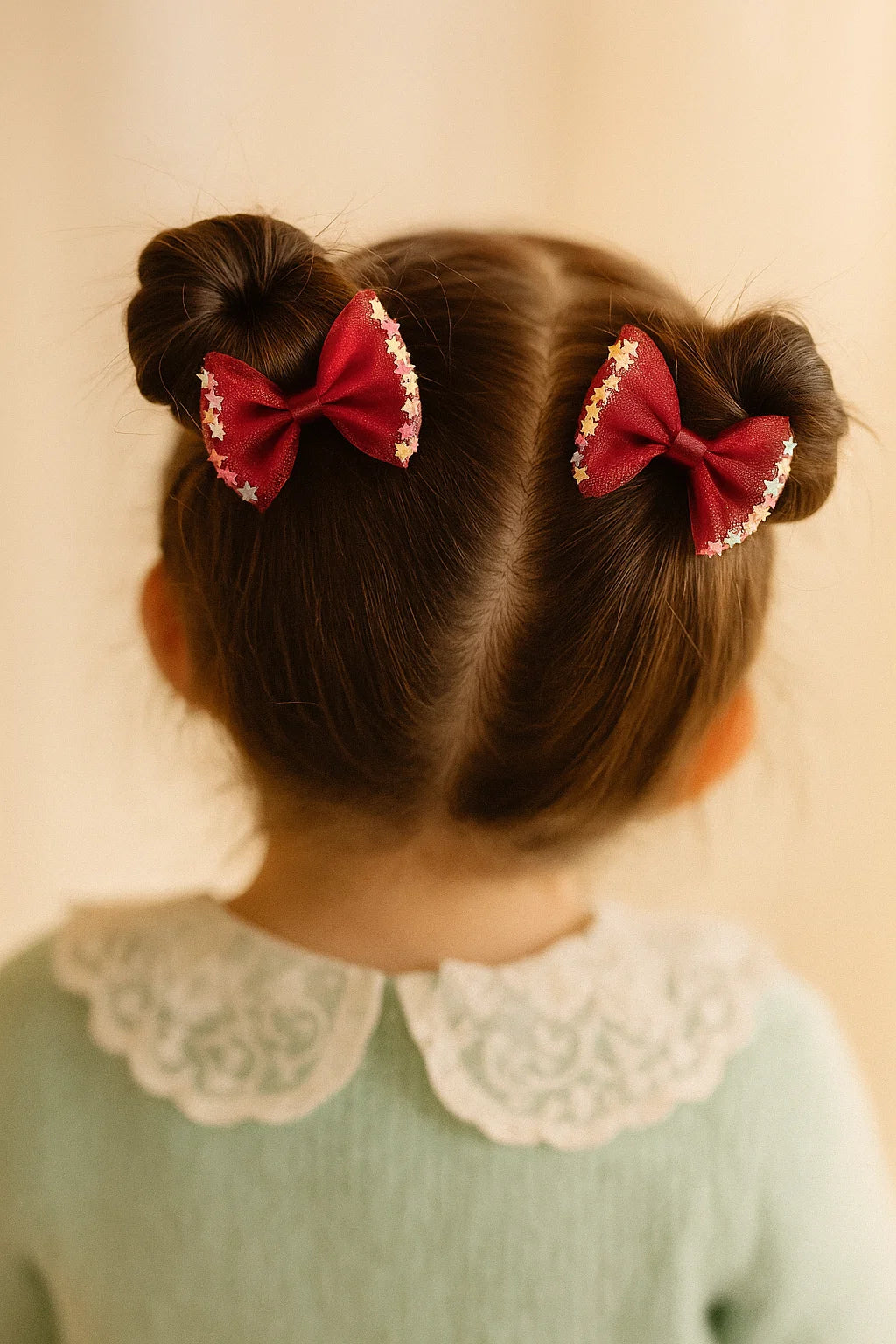 Stardust Crimson Dreamy Sheer Mini Bow Clip Set (Set of 2)