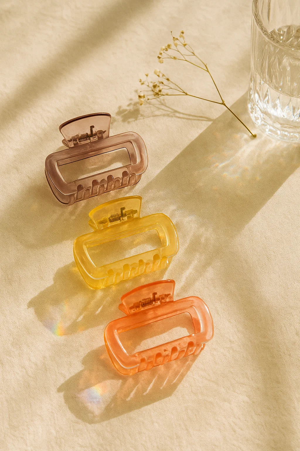Sunset Hues Acrylic Claw Clip Trio