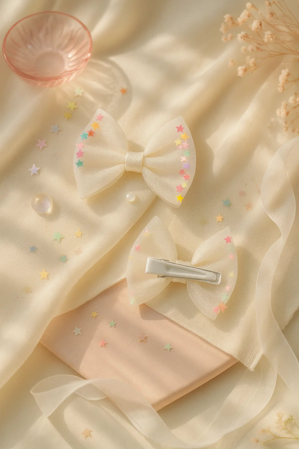 Stardust Cloud Dreamy Sheer Mini Bow Clip Set (Set of 2)