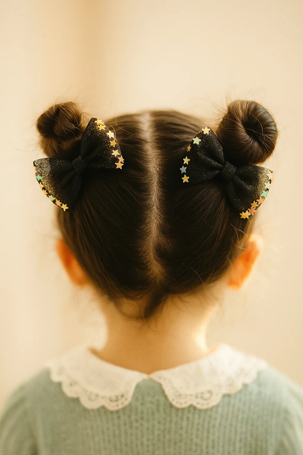Stardust Dreamy Black Sheer Mini Bow Clips (Set of 2)