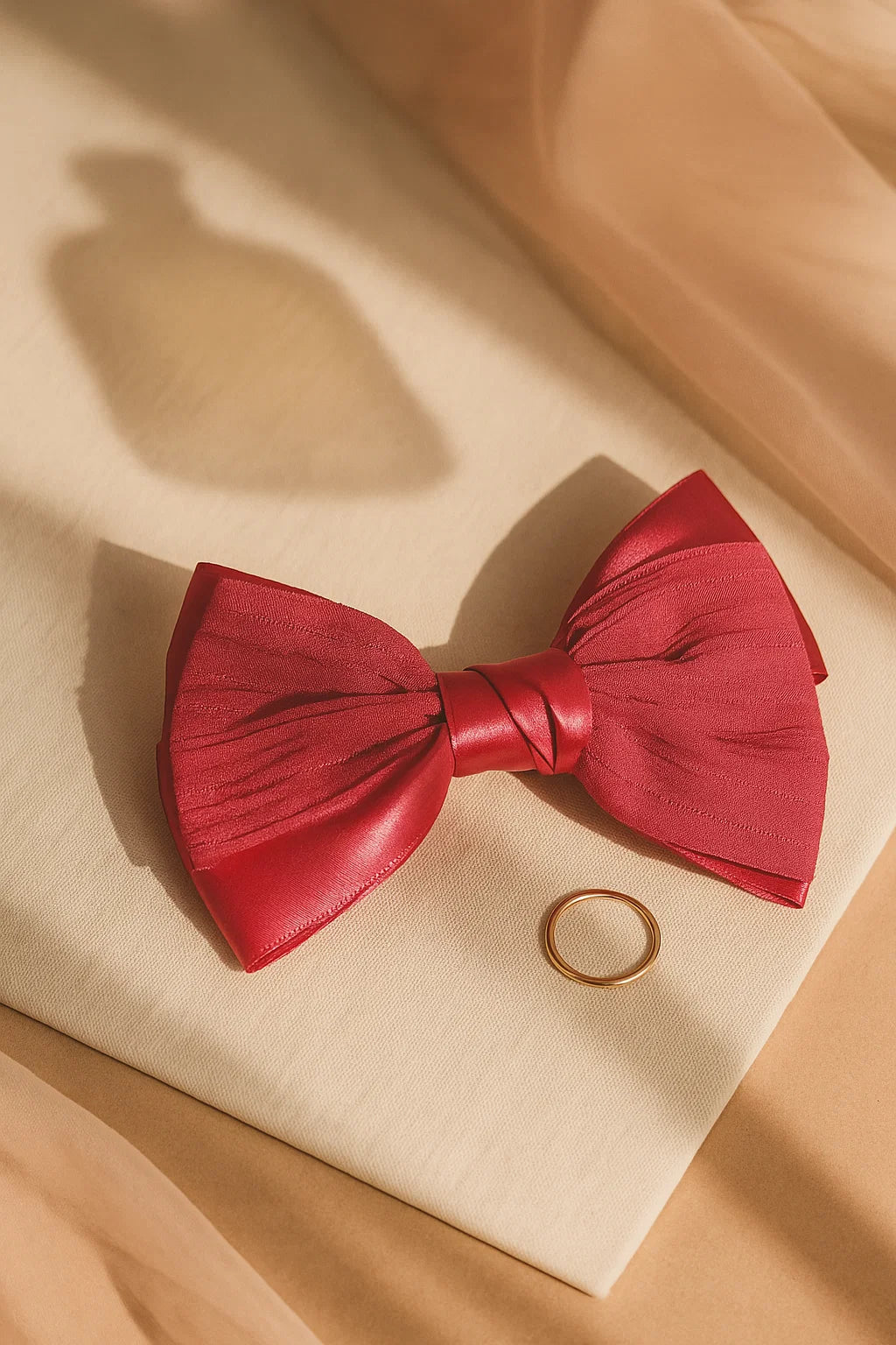 Fuchsia Flame Pleated & Textured Satin Statement Bow Clip